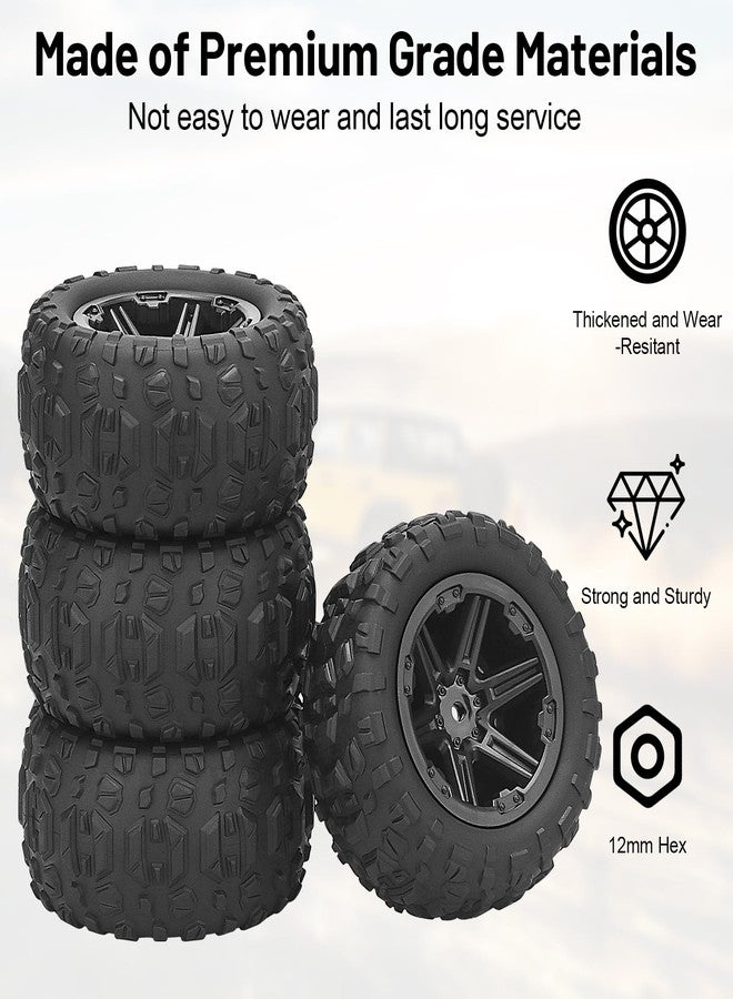 daitoku 1/16 RC Wheels and Tires, daitoku 12mm Hex Hub RC Tires RC Car Truck Wheels for 1/16 1/14 SCY MJX WL HPX HBX JJRC - Image 2